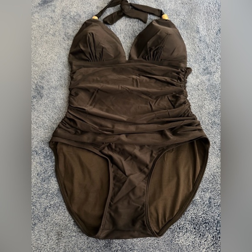 Chic Dark Black Halter Swimsuit NWOT